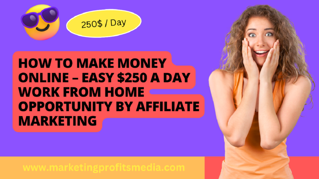 How to Make Money Online – Easy $250 a day work from home opportunity By Affiliate Marketing